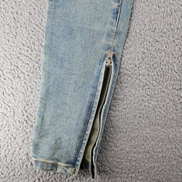 mnml M5 Stretch Denim Jeans Mens 28 Blue Tapered Ankle Zips Button Fly - Picture 4 of 16